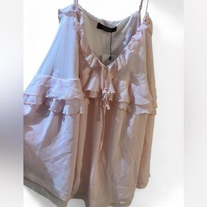 AKIRA Soft Pink Ruffle Blouse